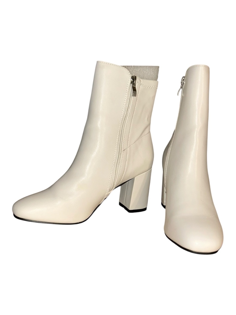 Mia Kymi Size 8.5 Women's White Block Heel Ankle Boots NIB